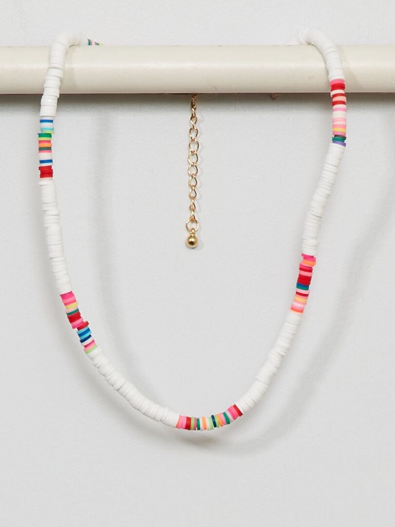 Collar de perlas multicolores blanco - Kiabi