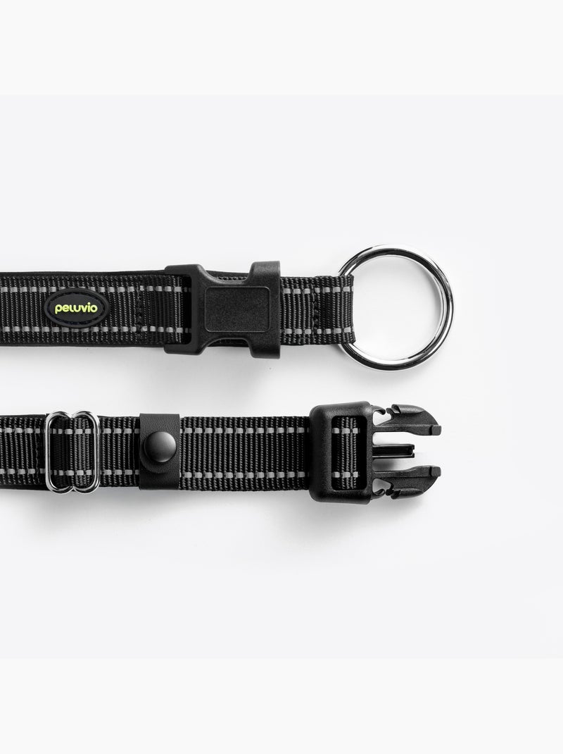 Collar para perro PELUVIO Buddy - Reflectante - Ajustable Negro - Kiabi