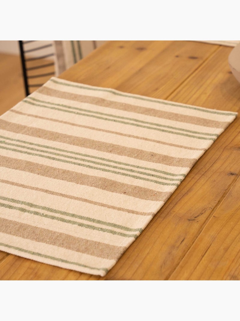 Coloque la alfombrilla en rayas gruesas de algodón Verde oliva - Kiabi