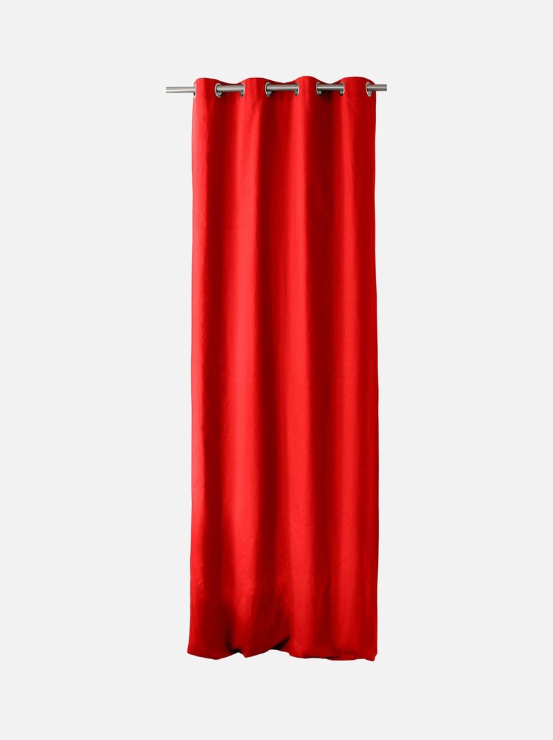 Colorida cortina de algodón puro con 8 ojales Rojo - Kiabi