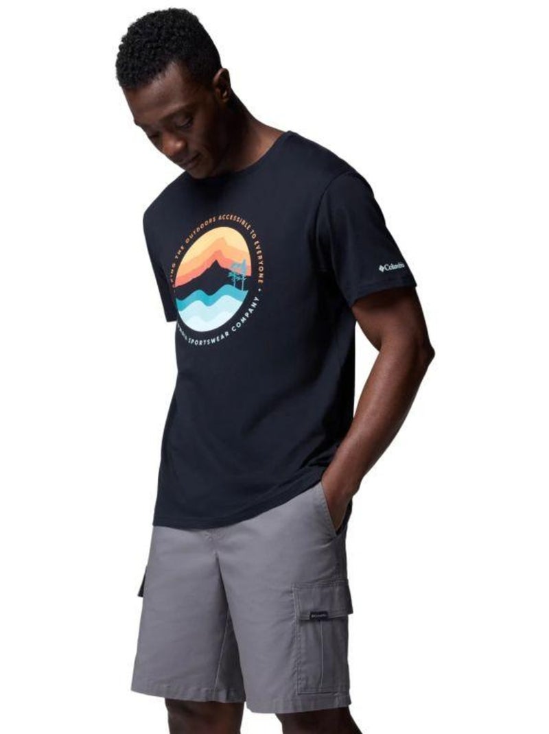Columbia - Camiseta Path Lake II Diseño Gráfico para Hombre Negro - Kiabi