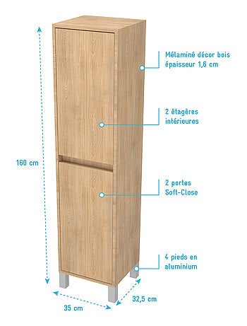 Columna de baño de 2 puertas