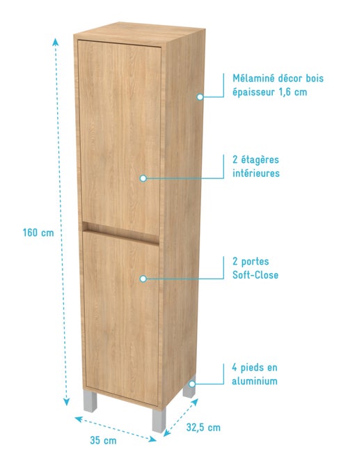 Columna de baño de 2 puertas - Kiabi Columna de baño de 2 puertas - Kiabi
