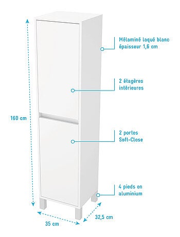 Columna de baño de 2 puertas