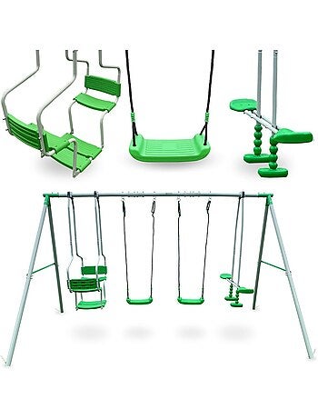 Columpio 6 Plazas HyperMotion - 2 Asientos, Cara a Cara y Asiento Cesta - Estructura 300 kg