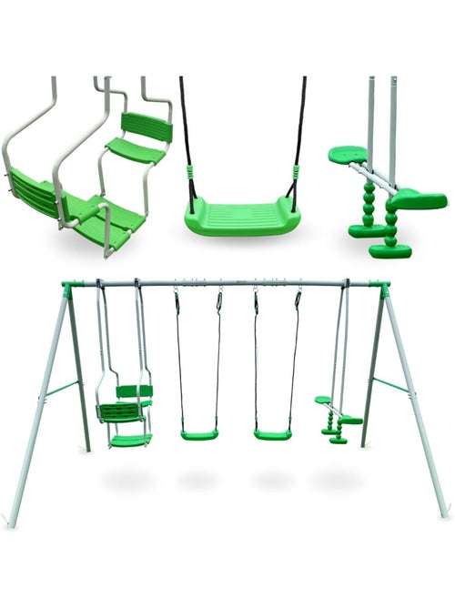 Columpio 6 Plazas HyperMotion - 2 Asientos, Cara a Cara y Asiento Cesta - Estructura 300 kg - Kiabi