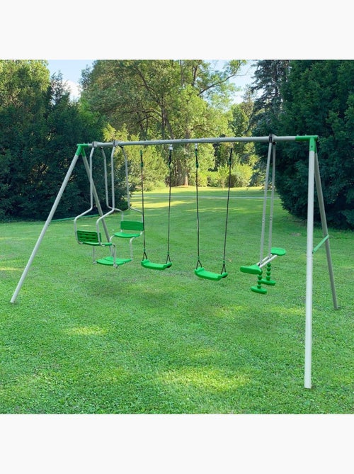 Columpio 6 Plazas HyperMotion - 2 Asientos, Cara a Cara y Asiento Cesta - Estructura 300 kg - Kiabi