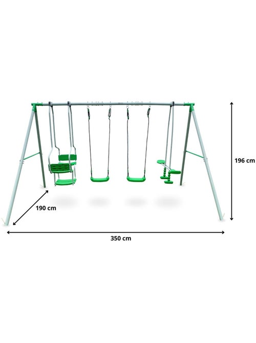 Columpio 6 Plazas HyperMotion - 2 Asientos, Cara a Cara y Asiento Cesta - Estructura 300 kg - Kiabi