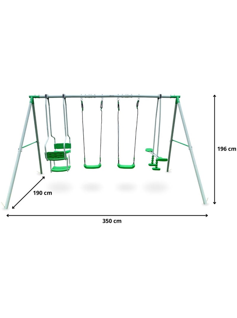 Columpio 6 Plazas HyperMotion - 2 Asientos, Cara a Cara y Asiento Cesta - Estructura 300 kg Gris - Kiabi
