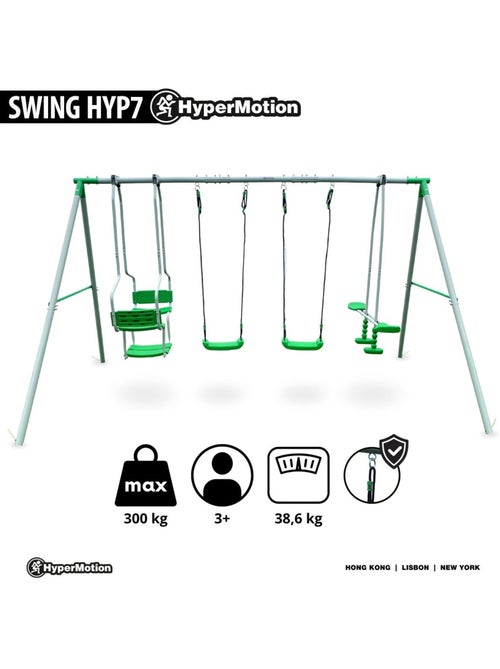 Columpio 6 Plazas HyperMotion - 2 Asientos, Cara a Cara y Asiento Cesta - Estructura 300 kg - Kiabi