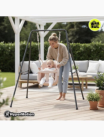 Columpio bebé HyperMotion con cinturón de seguridad, acero estable, 6+ meses, interior/exterior