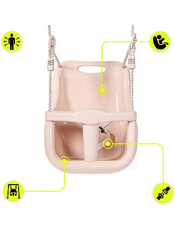 Columpio bebé HyperMotion con cinturón de seguridad, acero estable, 6+ meses, interior/exterior