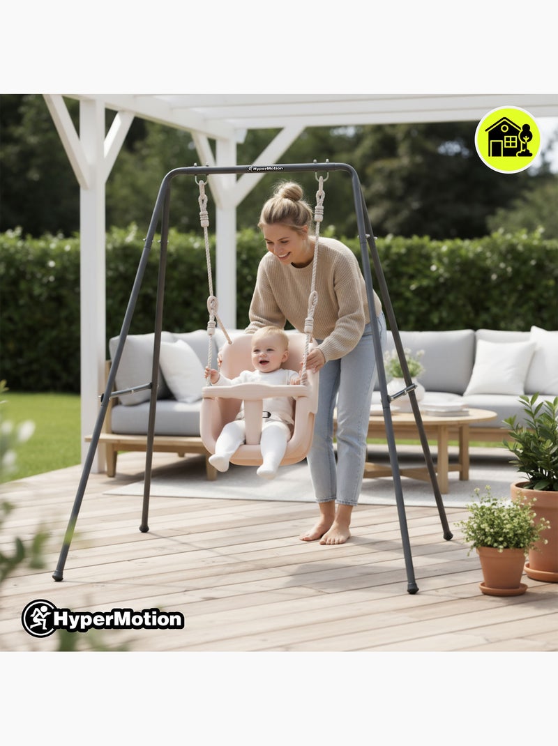 Columpio bebé HyperMotion con cinturón de seguridad, acero estable, 6+ meses, interior/exterior Rosa - Kiabi