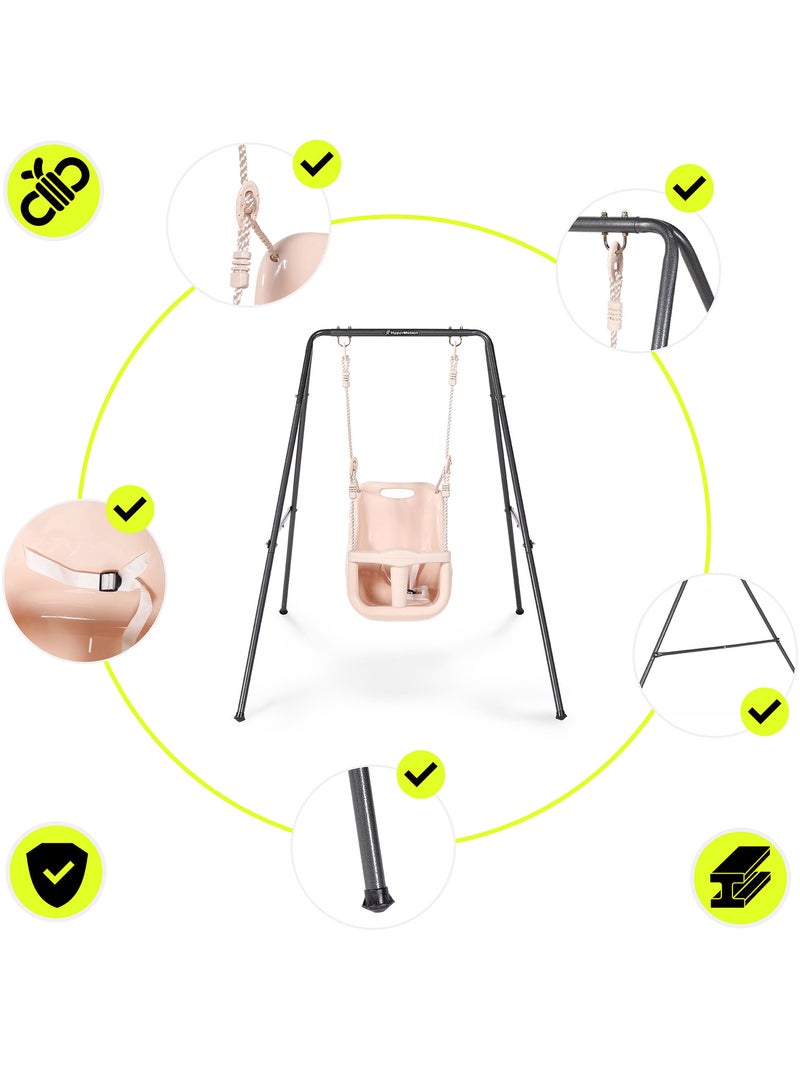 Columpio bebé HyperMotion con cinturón de seguridad, acero estable, 6+ meses, interior/exterior Rosa - Kiabi