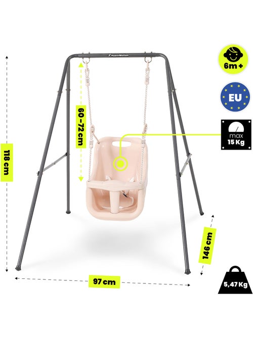 Columpio bebé HyperMotion con cinturón de seguridad, acero estable, 6+ meses, interior/exterior - Kiabi