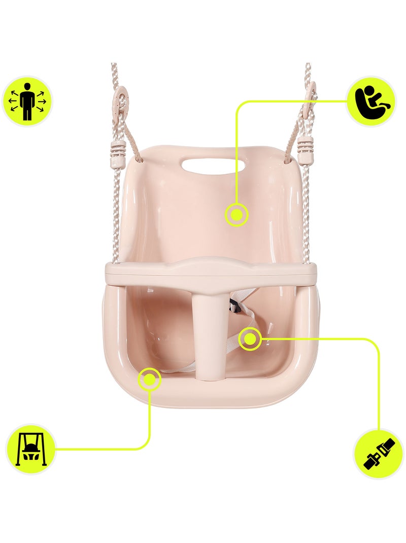 Columpio bebé HyperMotion con cinturón de seguridad, acero estable, 6+ meses, interior/exterior Rosa - Kiabi