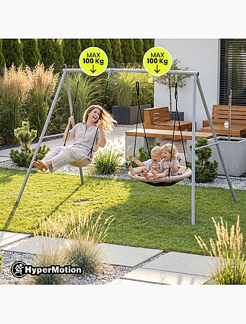 Columpio doble HyperMotion 2 en 1 con nido y asiento infantil