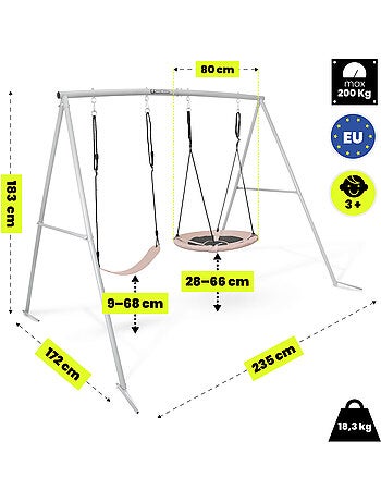 Columpio doble HyperMotion 2 en 1 con nido y asiento infantil