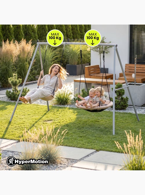 Columpio doble HyperMotion 2 en 1 con nido y asiento infantil - Kiabi Columpio doble HyperMotion 2 en 1 con nido y asiento infantil - Kiabi