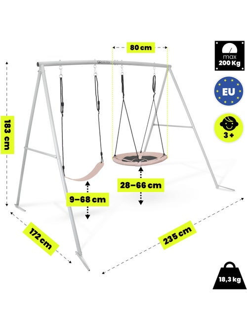 Columpio doble HyperMotion 2 en 1 con nido y asiento infantil - Kiabi Columpio doble HyperMotion 2 en 1 con nido y asiento infantil - Kiabi