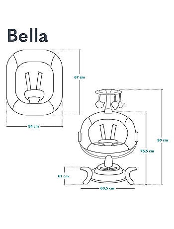 Columpio eléctrico LIONELO Bella 360° - Ligero - 12 melodías - 6 modos - Control remoto
