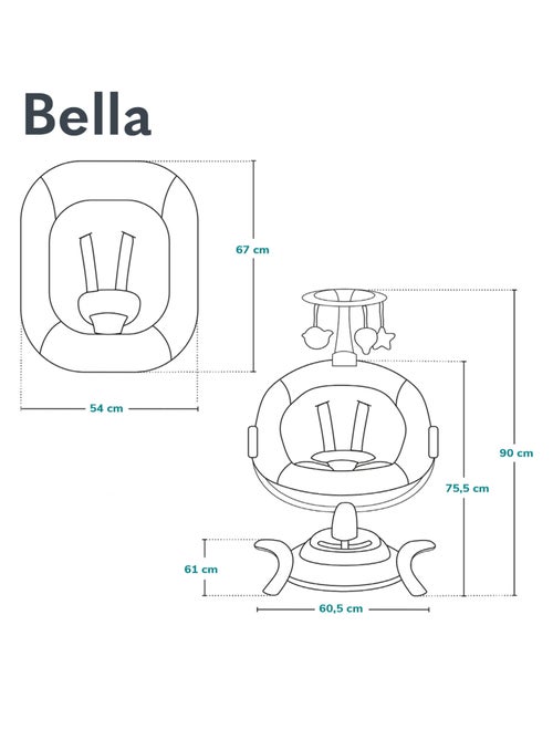 Columpio eléctrico LIONELO Bella 360° - Ligero - 12 melodías - 6 modos - Control remoto - Kiabi