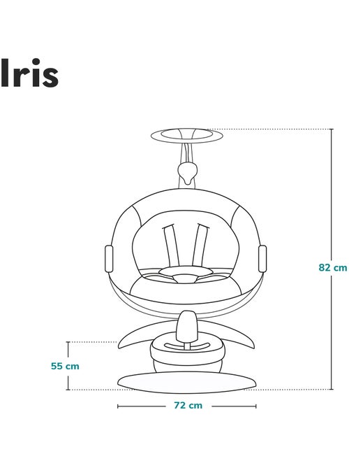 Columpio eléctrico LIONELO Iris 360° - Hamaca - Ligera - 12 melodías - 3 modos - 5 velocidades - Kiabi