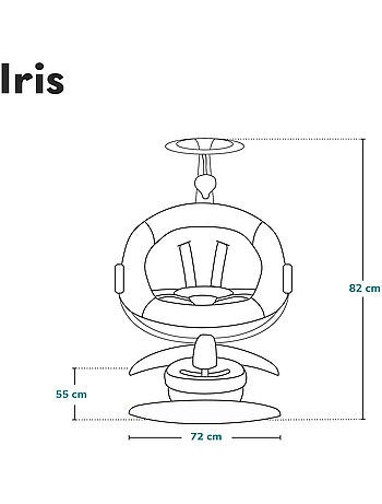Columpio eléctrico LIONELO Iris 360° - Hamaca - Ligera - 12 melodías - 3 modos - 5 velocidades