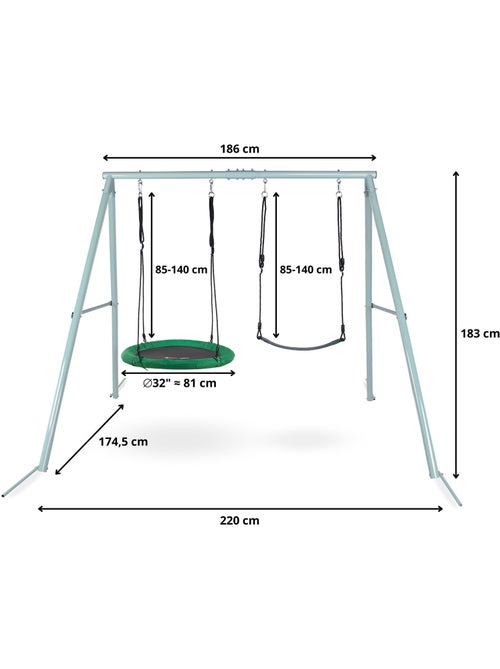 Columpio nido con soporte y cuerda máx 200kg Mamabrum - Kiabi