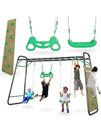 Columpio xxl hypermotion de acero con trapecio y pared de escalada