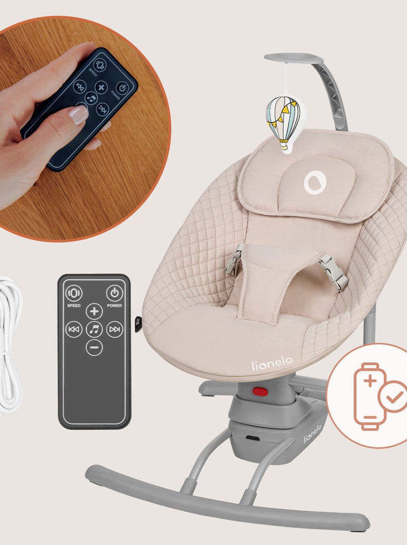 Columpio y hamaca eléctrica para bebé LIONELO Rio - Control remoto - 3 velocidades Beige - Kiabi