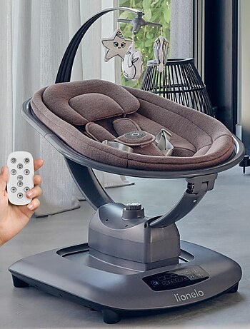 Columpio/hamaca eléctrico para bebé LIONELO Blossom - Funda de bambú al 60% - 5 movimientos - Contro