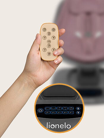 Columpio/hamaca eléctrico para bebé LIONELO Blossom - Funda de bambú al 60% - 5 movimientos - Contro