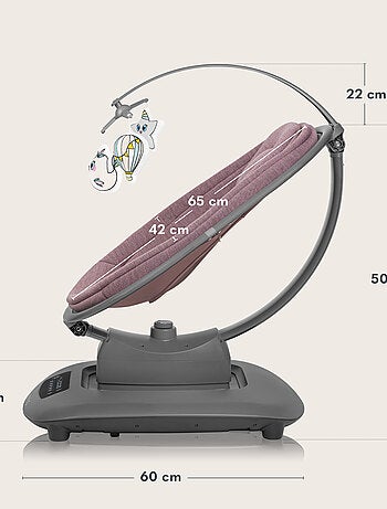 Columpio/hamaca eléctrico para bebé LIONELO Blossom - Funda de bambú al 60% - 5 movimientos - Contro