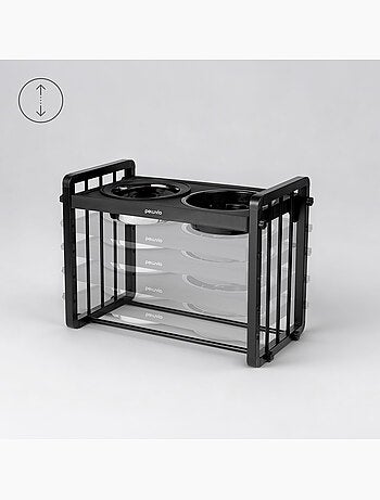 Comedero elevado para perros PELUVIO Levee - 2 cuencos - Altura ajustable- Comedero antisalpicaduras