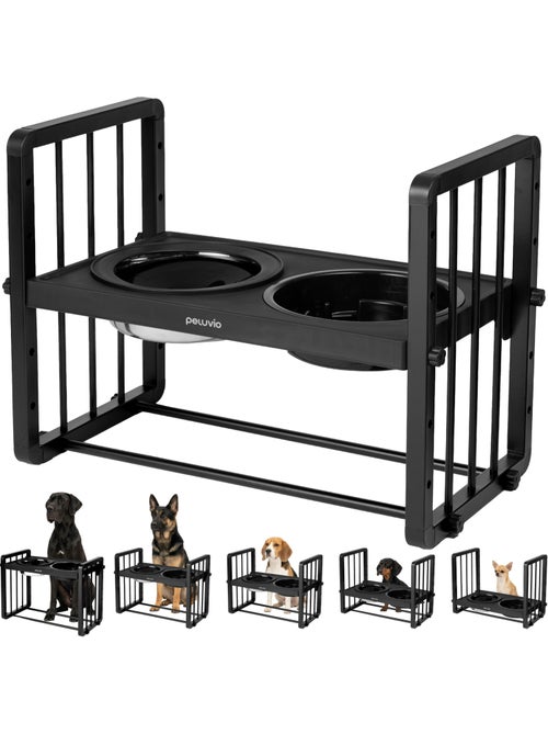 Comedero elevado para perros PELUVIO Levee - 2 cuencos - Altura ajustable- Comedero antisalpicaduras - Kiabi Comedero elevado para perros PELUVIO Levee - 2 cuencos - Altura ajustable- Comedero antisalpicaduras - Kiabi