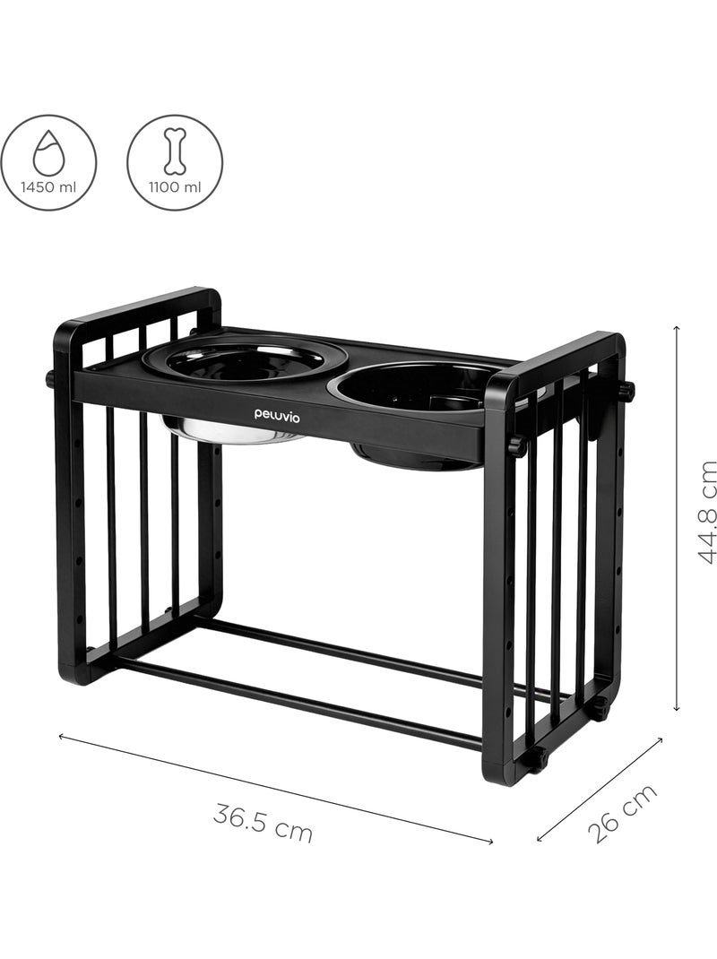 Comedero elevado para perros PELUVIO Levee - 2 cuencos - Altura ajustable- Comedero antisalpicaduras Negro - Kiabi
