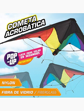 Cometa acrobática pop-up magic 125x72 cm - color arcoíris