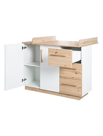 Cómoda cambiador 2 puertas y 3 cajones decoración roble 'Roba lion'