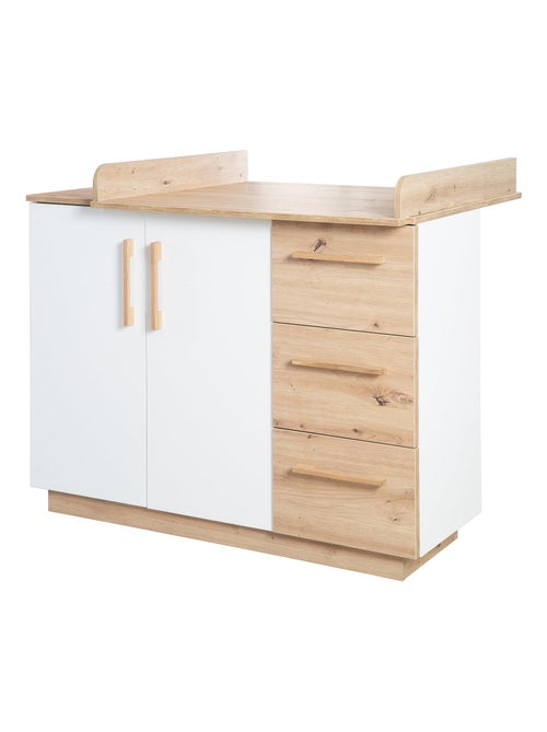 Cómoda cambiador 2 puertas y 3 cajones decoración roble 'Roba lion' - Kiabi