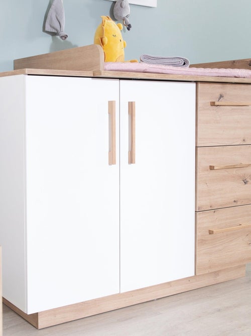 Cómoda cambiador 2 puertas y 3 cajones decoración roble 'Roba lion' - Kiabi
