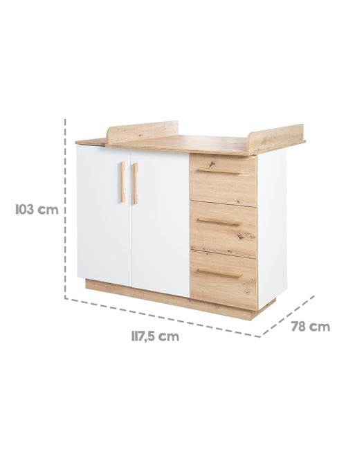 Cómoda cambiador 2 puertas y 3 cajones decoración roble 'Roba lion' - Kiabi
