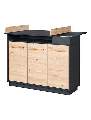 Cómoda cambiador 3 puertas y compartimentos abiertos decoración roble 'Roba lenn'