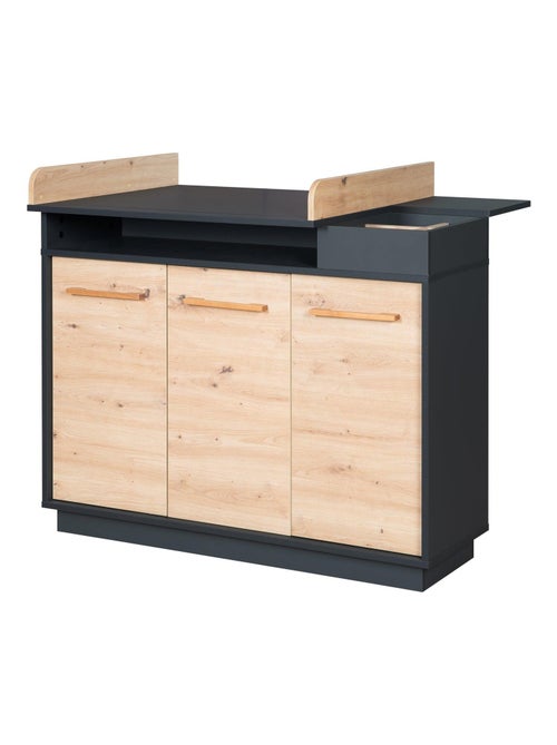 Cómoda cambiador 3 puertas y compartimentos abiertos decoración roble 'Roba lenn' - Kiabi
