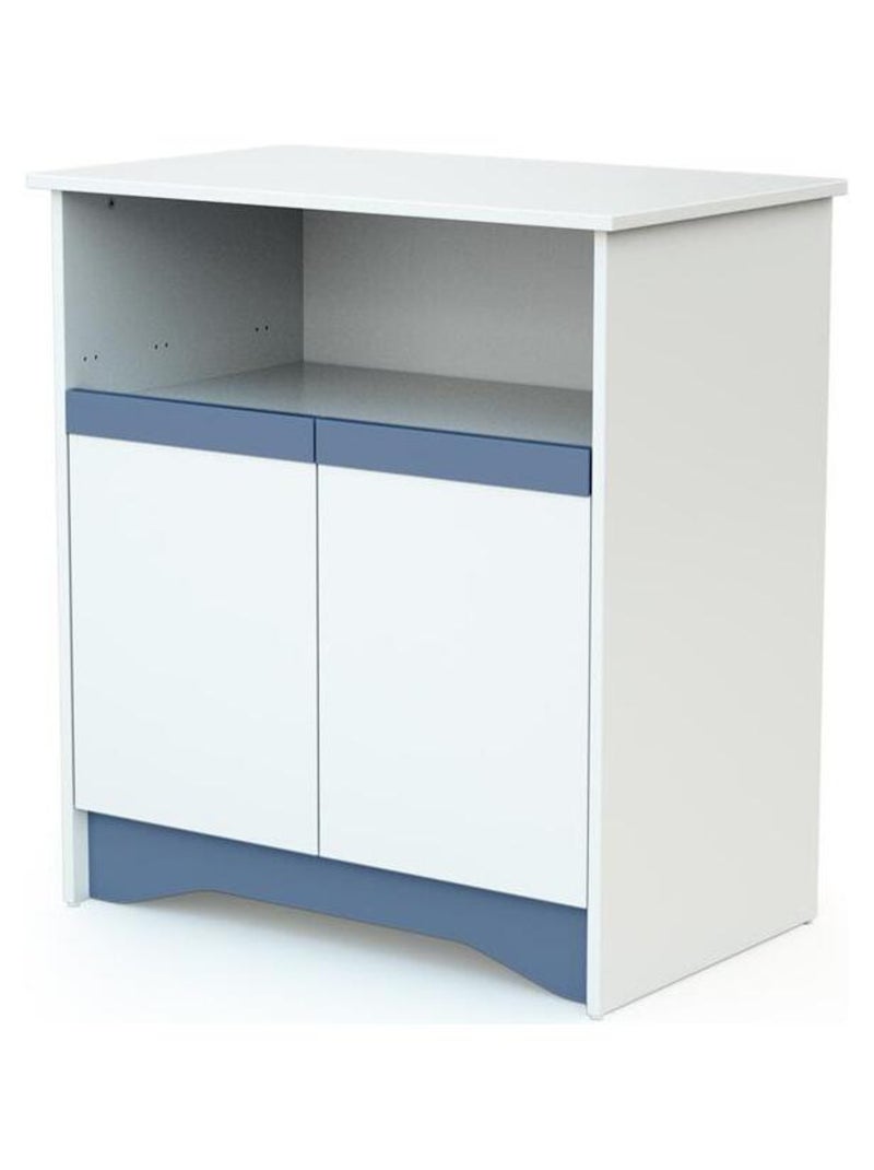 Cómoda cambiador bebé 2 puertas cotillon madera Blanco Azul - Kiabi