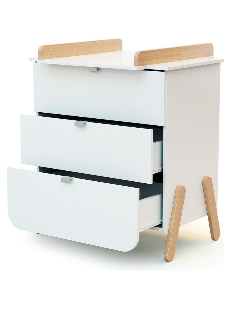 Cómoda cambiador bebé 3 cajones pirate madera Blanco Marrón - Kiabi