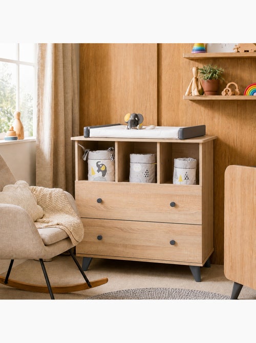 Cómoda cambiador con 2 cajones y 3 compartimentos, con acabado en madera de - SAUTHON - Kiabi