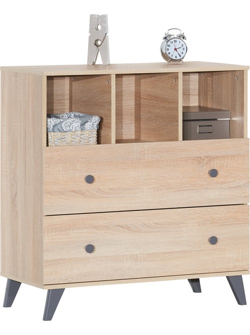 Cómoda cambiador con 2 cajones y 3 compartimentos, con acabado en madera de - SAUTHON - Kiabi