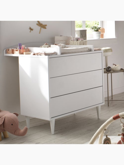 Cómoda cambiador de 3 cajones con frontón y patas de madera lacada - apertura por - SAUTHON - Kiabi