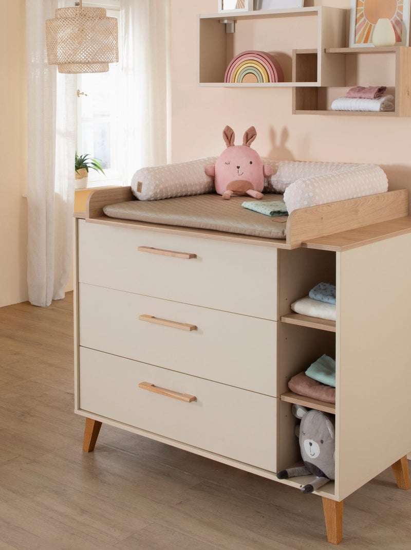 Cómoda cambiador evolutiva 3 cajones 3 nichos 'Roba jil' Beige concha - Kiabi